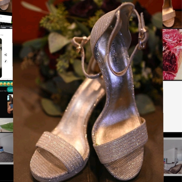 Michael Kors Hutton Sandal Glitter Chain Mesh - Picture 1 of 4